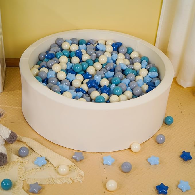 TRENDPLAY Star Ball Pit Balls for Toddlers -50 100 200 Count Star Balls Different Shapes, Non-Toxic Plastic Balls for Safe Play, Boys Girls Festival Party Decoration