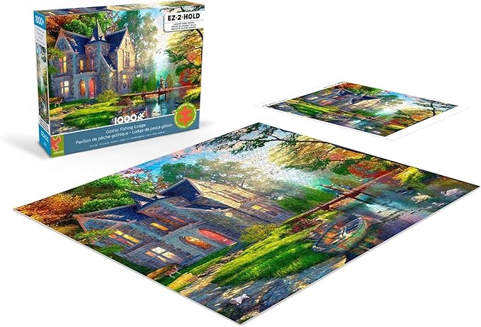 Ceaco - Gothic Fishing Lodge - 1000 Larger Sized Piece Jigsaw Puzzle - Colorful Puzzle for Adults – Precision-Cut Pieces, Beautiful Artwork, and Hours of Relaxing Fun