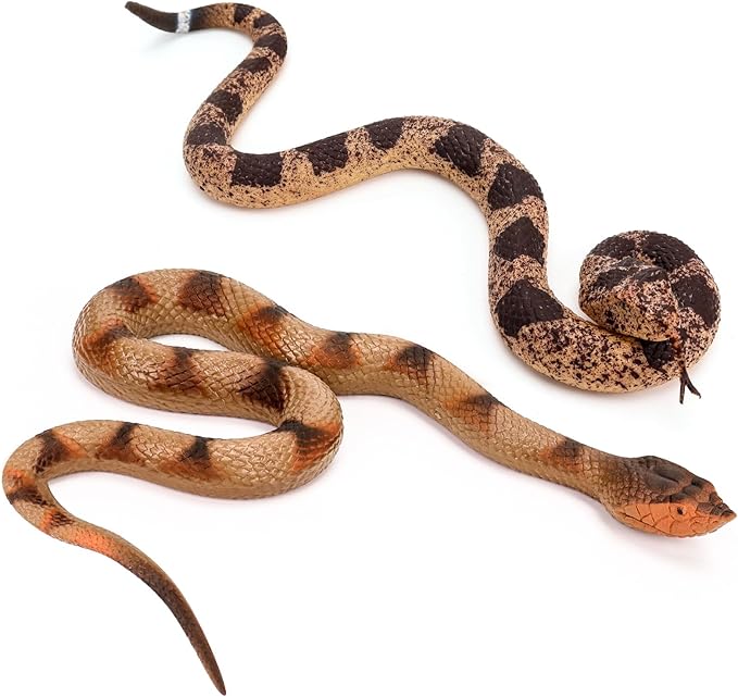 2 Pcs Realistic Snakes Rubber Plastic Snake Prank Snake for Party, Tricking People, Garden Props Decorations, 14in