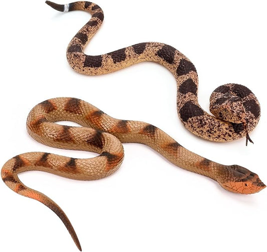 2 Pcs Realistic Snakes Rubber Plastic Snake Prank Snake for Party, Tricking People, Garden Props Decorations, 14in