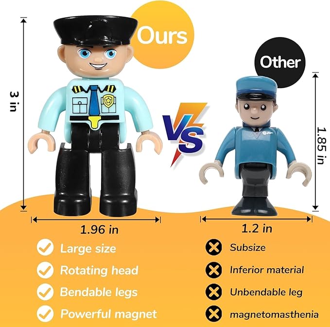 Large Magnetic Figures, 3 Inches Community Figures Set, 12 Pieces Magnetic Play People Magnet Building Toys for Kids Ages 3 4 5 6 7 8+, STEM Learning Toys Magnet Tiles Expansion