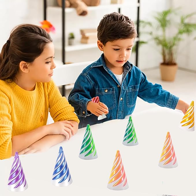 9 Packs Impossible Cone,Spiral Cone Fidget Toy Impossible Pyramid Passthrough Toy,3D Printed Spiral Cone Fidget Toy,Mini Vortex Thread Illusion Desktop Deco Souvenir Gift Easter Gifts for Kids