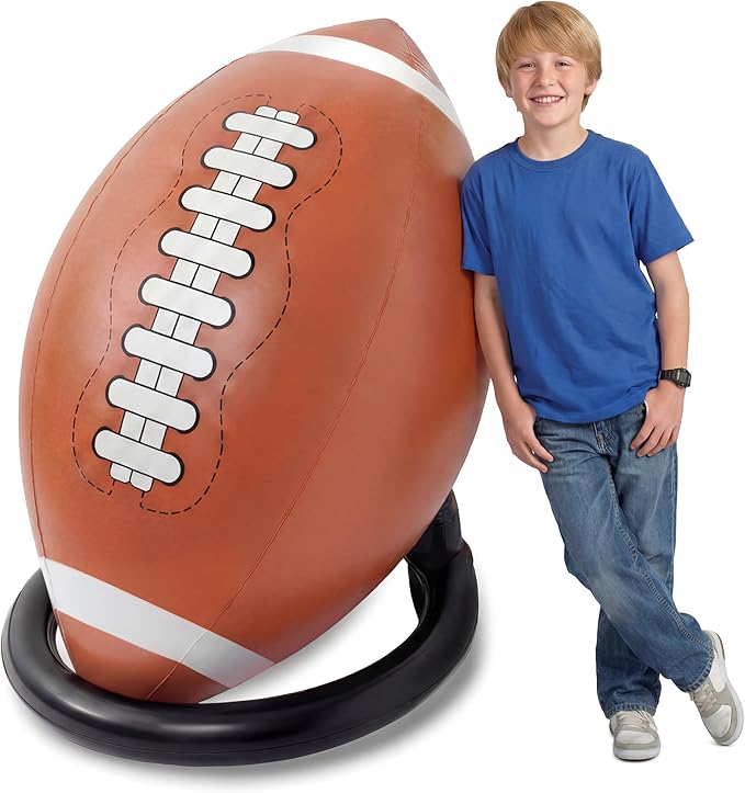 Deekin 40" Giant Jumbo Inflatable Football with Tee Set - Blow up Football Toy for Game Day Tailgate, Outdoor Games, Sport Theme Party & Birthday Supplies, Fun for Kids and Adults