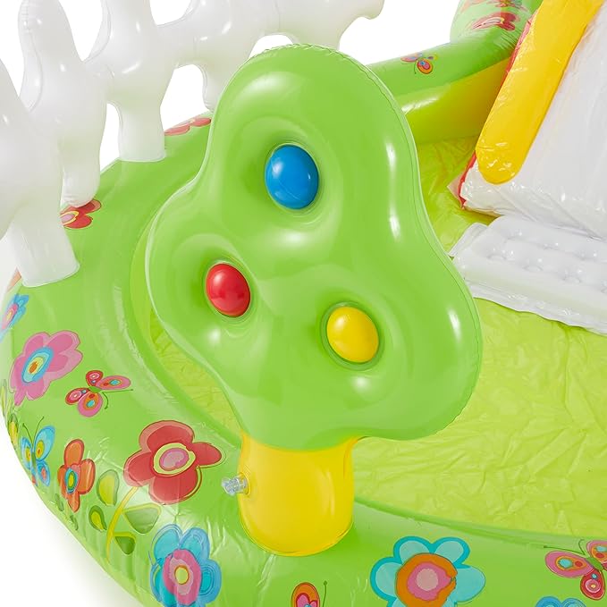 INTEX Garden Inflatable Kiddie Pool: Inflatable Kids Pool with Water Sprayer and Slide – Splash Pad – 114" x 71" x 41" – Ages 3+