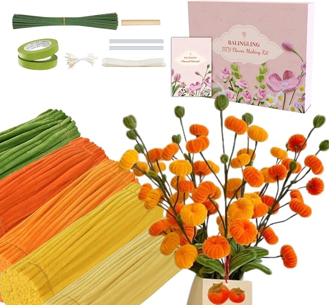 500pcs Pipe Cleaners Craft for Flowers,Chenille Stems for DIY Flower Making Kit,Pipe Cleaners Projects Creative for DIY Art and Craft,Ideal for Holiday Decoration(Pumpkin)