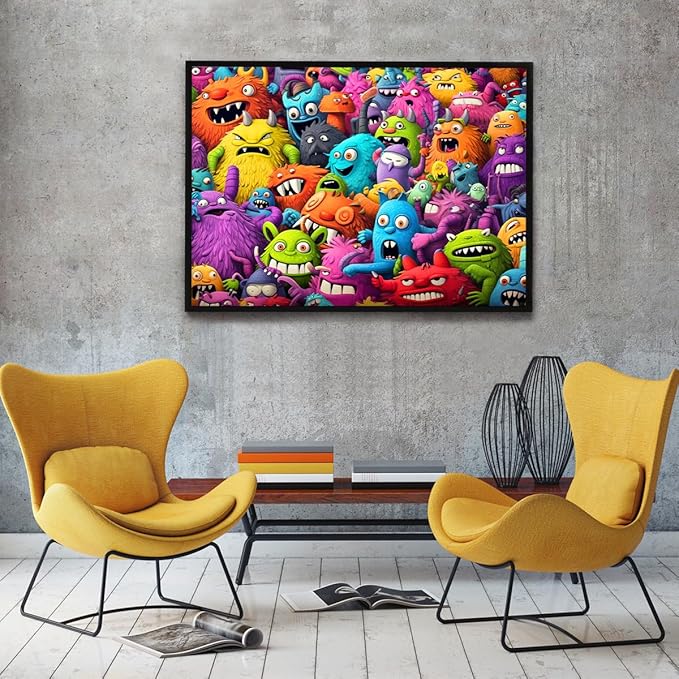 Jigsaw Puzzles for Adults 1000 Piece Puzzle for Adults 1000 Pieces Puzzle 1000 Pieces-Crazy Colorful Monsters