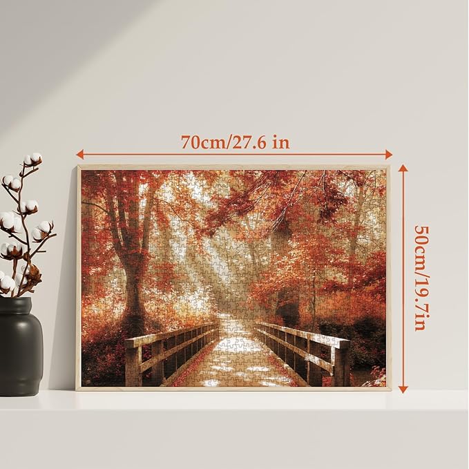 Fall Forest Landscape Puzzles for Adults 1000 Pieces, Autumn Nature Plant Jigsaw Puzzles, Hard Difficult Tree Scenic Puzzle