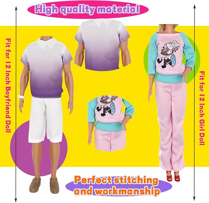 EuTengHao 34Pcs Doll Clothes and Accessories for 12 Inch Boy and Girl Dolls Chef Kitchen Playset Includes 18 Wear Clothes Stove Pots Motorcycle Bear Turtle Backpack Umbrella for 12 Inch Doll