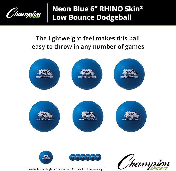 Champion Sports® Rhino Skin® Low Bounce Dodgeball Sets & Singles for Playground, PE, Backyard & League Games – Team Sports Equipment for Youth & Adults