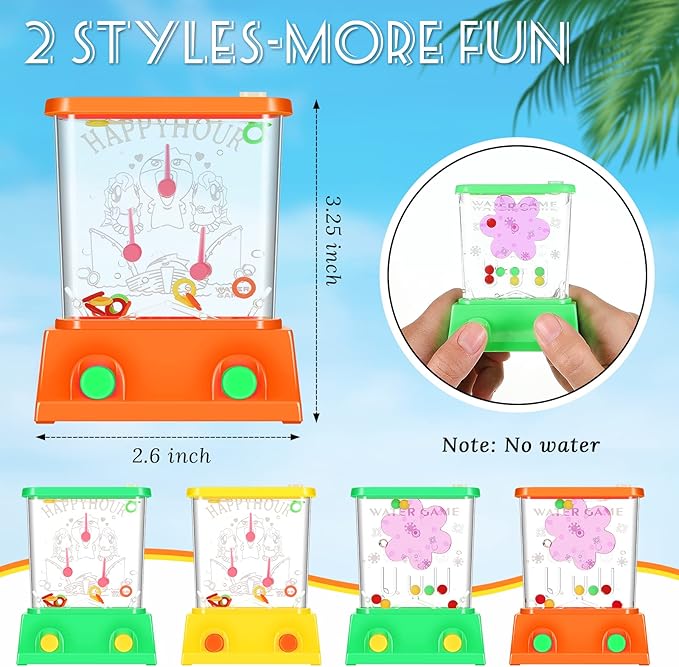 Gejoy 4 Pieces Water Games Handheld Easter Basket Stuffers for Kids Water Ring Toss Handheld Game Mini Retro Pastime Car Toys Fidget Autism Toys for Easter Children Boys Girls Birthday(Cute Style)