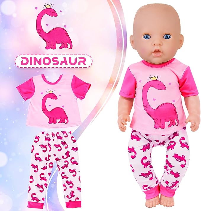 UNICORN ELEMENT 5 Set Baby Doll Clothes for 14-18 Inch Dolls，14-16 Inch Doll Accessories with Short Sleeves for New Born Baby Dolls（No Doll）