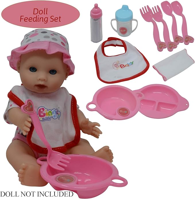 The New York Doll Collection Baby Doll Feeding & Caring Accessory Set in Zippered Carrying Case