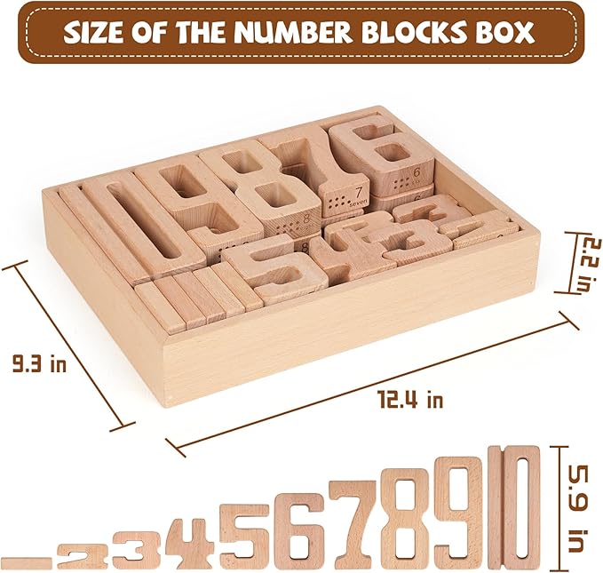 Large Wooden Number Building Blocks, Number and Counting Blocks,Balance and Stacking Blocks,32 Pcs Math Blocks,Educational Toys for Toddlers,Preschool Math Toys, Recognition Toys