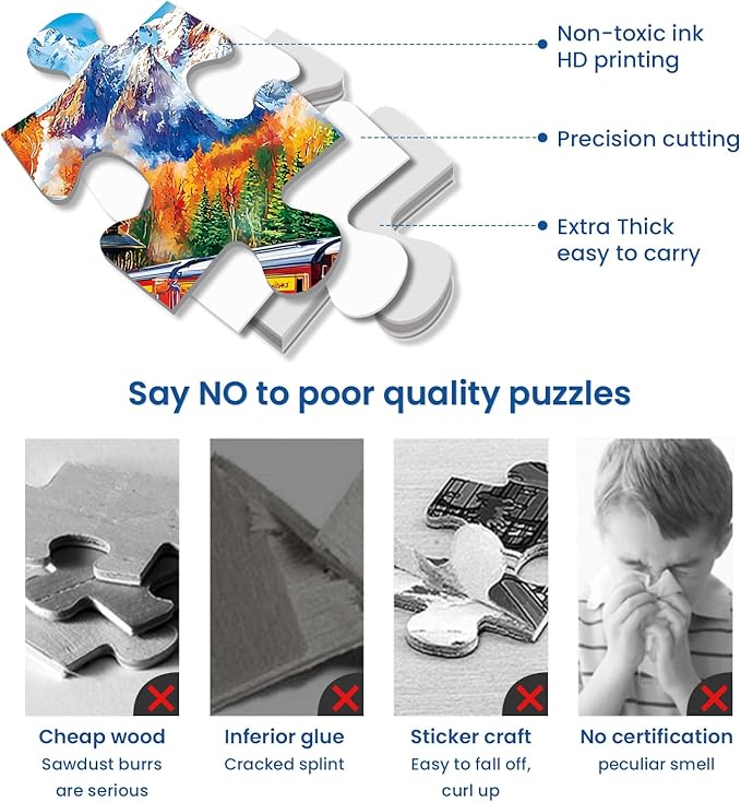 500 Piece Puzzle for Adults,Mountain Train Puzzles for Adults Elderly,Recycled Cardboard Winter Landscape Puzzles 500 Piece,Challenging Family Game Great Gift for Friends,20.5 x 15 in