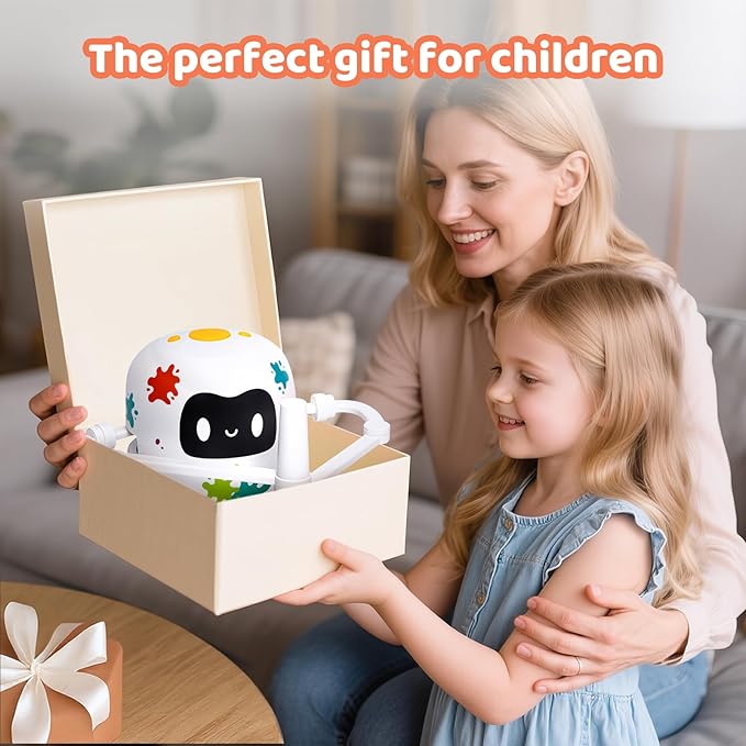 Mewaii Drawing Robot for Kids with 150 Cards, Interactive Educational Drawing Machine with Music, Erasable Board & 12 Crayons, Montessori Learning Toy, Birthday Gift for Boys Girls 5-8