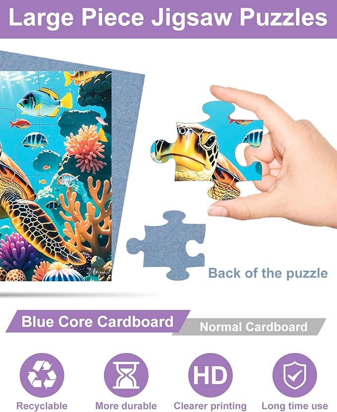 Yigney 6 Pack 16 Large Piece Jigsaw Puzzles for Seniors Alzheimer Product for Elderly Dementia Activities Memory Game for Patients in Nursing Home with Storage Box