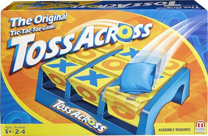 Mattel Games Toss Across Game, Beanbag Tic Tac Toe for 2 to 4 Players Ages 5 Years and Older