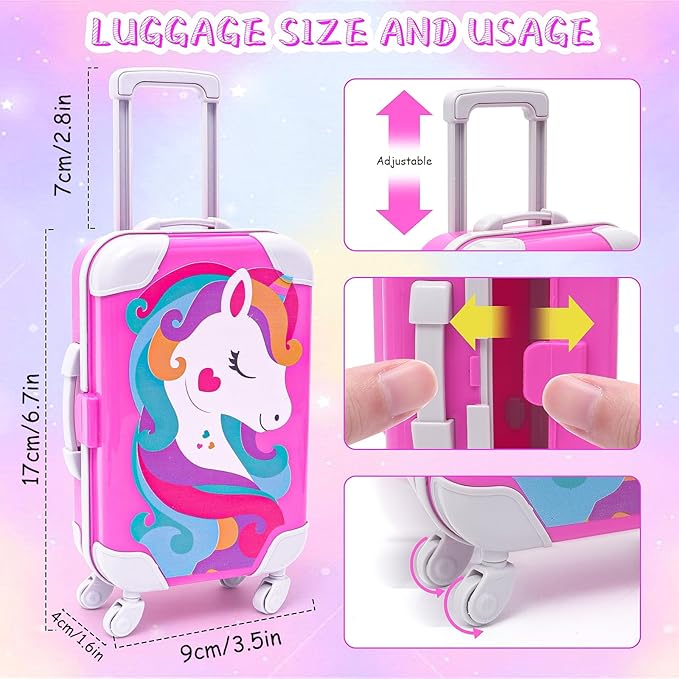 HAPGFS American 18 Inch Doll Accessories Travel Set Including Suitcase Luggage and Dress, Camera Computer Phone Neck Pillow Sunglasses Dolls Travel Gear Play Set Gift for Birthday (NO Doll)