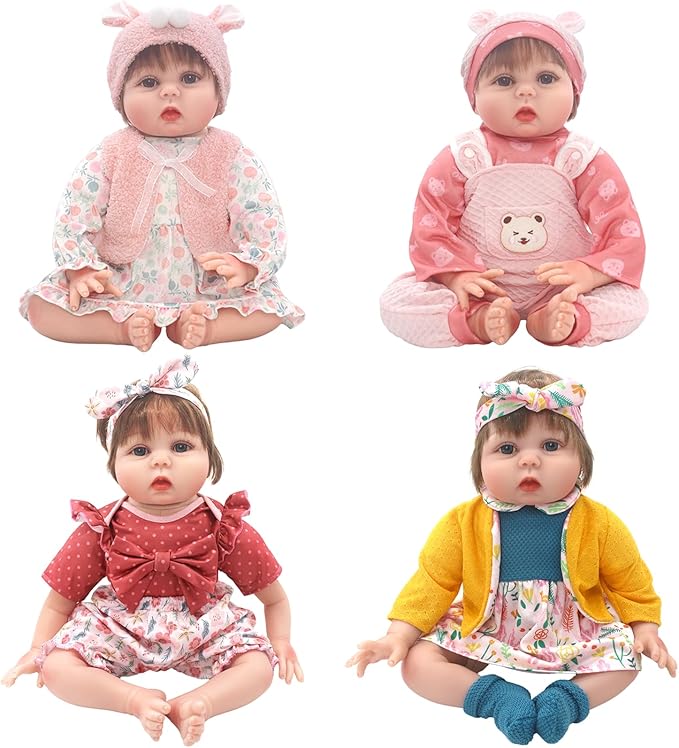 Reborn Doll Clothes and Accessories for 20-22 Inch Dolls, 4 Sets Baby Doll Clothes Outfits