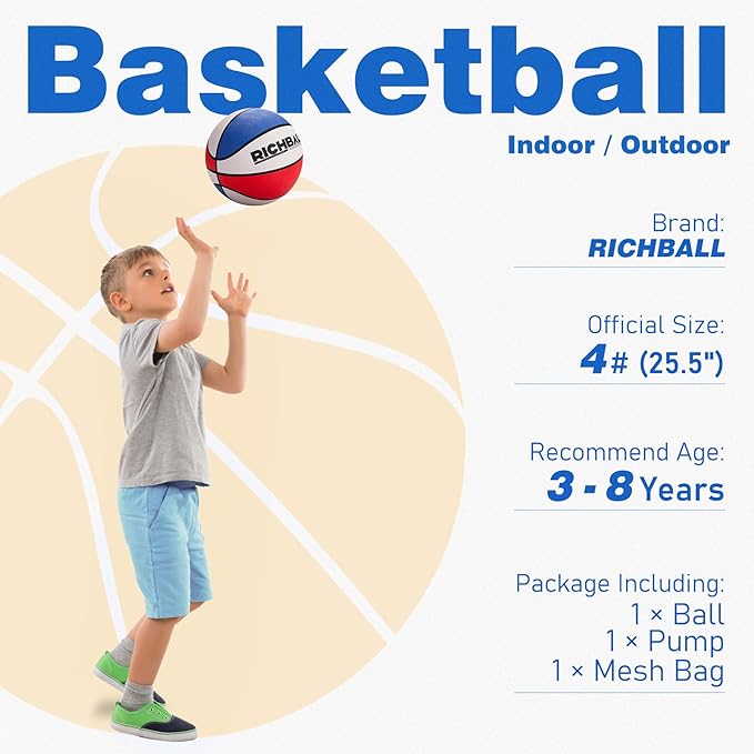 Richball 4-in-1 Outdoor Sports Ball Set for Kids – Soccer, Basketball, Volleyball and Toss & Catch Paddle Ball Game – All-in-One Gift Stocking Stuffers for Kids Boys & Girls Ages 3+
