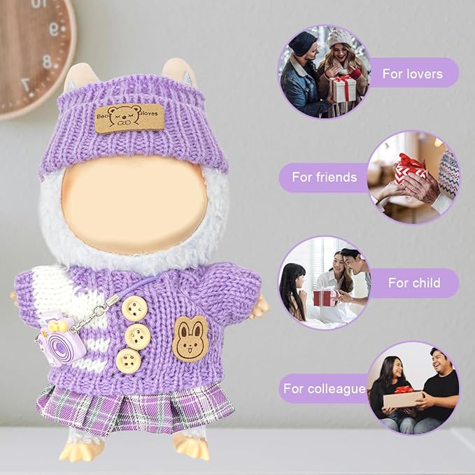 Clothes for Lububu 17cm Dolls(NO Doll) for Lububu Doll Outfits with Accessories Suit for Lububu Cute Stylish Dress Up Set Easter Gifts