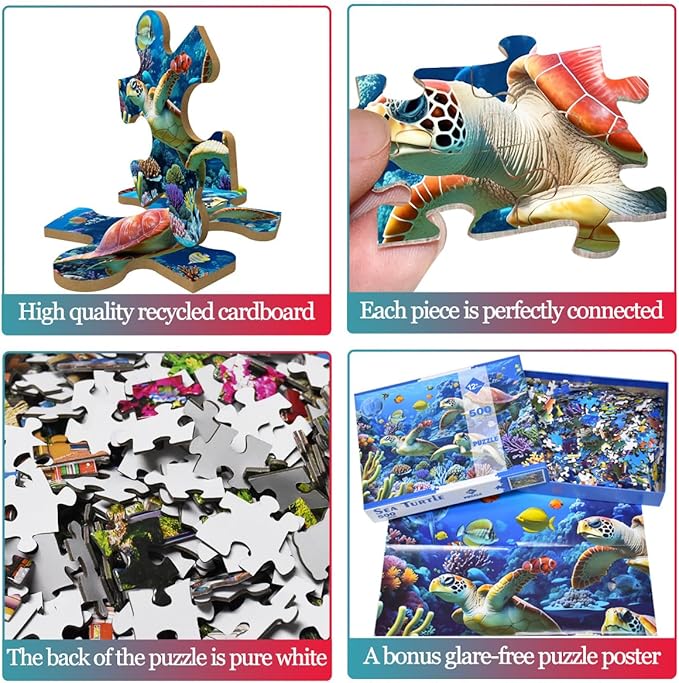 500 Piece Jigsaw Puzzle for Adults -Sea Turtle Jigsaw Puzzles 500 Pieces Puzzles for Adults-The Underwater World Finished Size 19.3" x 13.7"