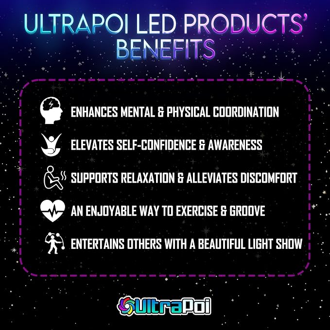 OrbPoi Pro Set - Orb Poi Pro w/Non LED Knob Handles - USB Rechargeable Contact LED Poi Balls w/ 40+ Color Modes & Patterns - LED Poi Spinning Balls w/Soft Durable Cases - Flow Arts Toy, UltraPoi