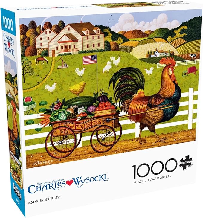 Buffalo Games - Charles Wysocki - Rooster Express - 1000 Piece Jigsaw Puzzle For Adults -Challenging Puzzle Perfect for Game Nights - Finished Size is 26.75 x 19.75