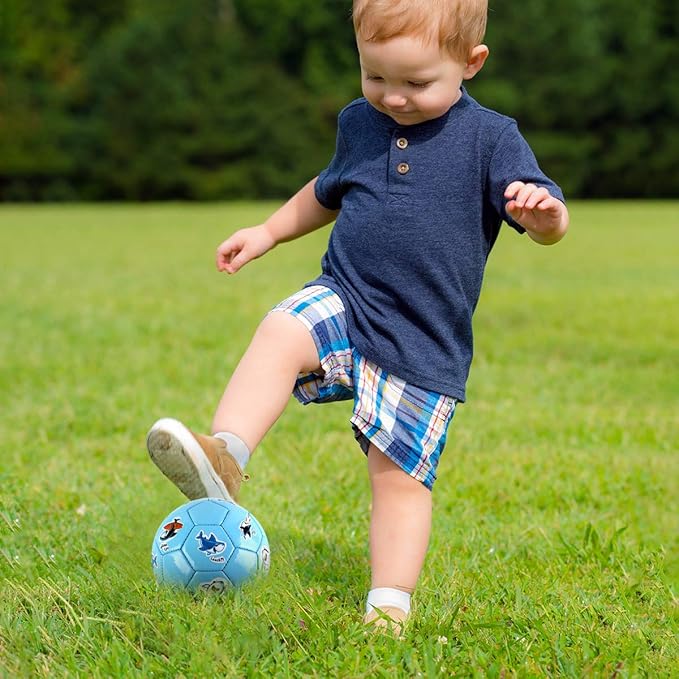 Toddler Soccer Ball Size 2 Size 3 - Small Soft Kids Ball 2 Pack for Ages 1-5 3-8 - Cartoon Sports Toy Boys Girls - Easter Basket Stuffers for Toddlers Kids - Soccer Gift for Indoor Outdoor Games