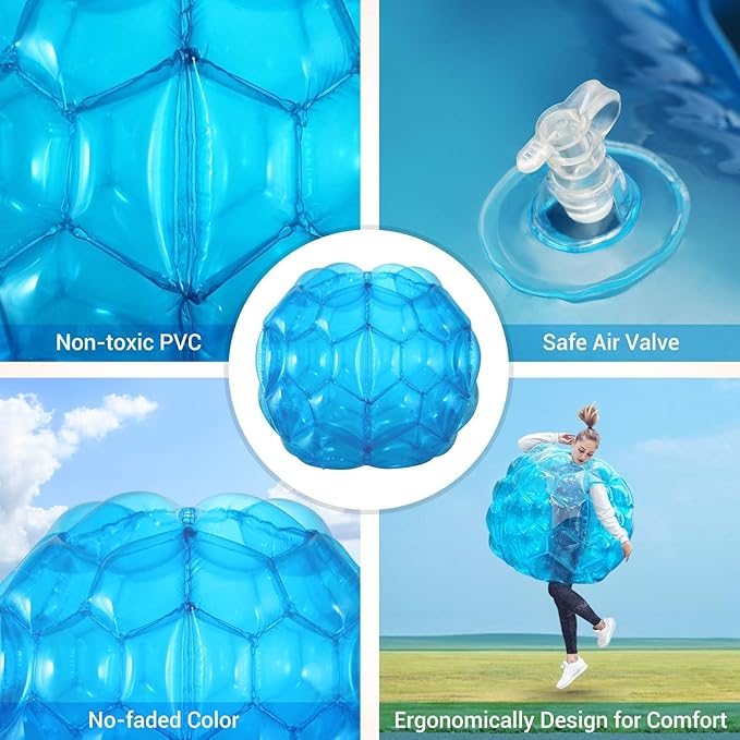 Theefun Bumper Balls 2 Pack 36-inch PVC Inflatable Sumo Ball Durable Body Bubble Soccer Giant Human Hamster Knocker Body Zorb Ball for Kids and Adults Dark Blue