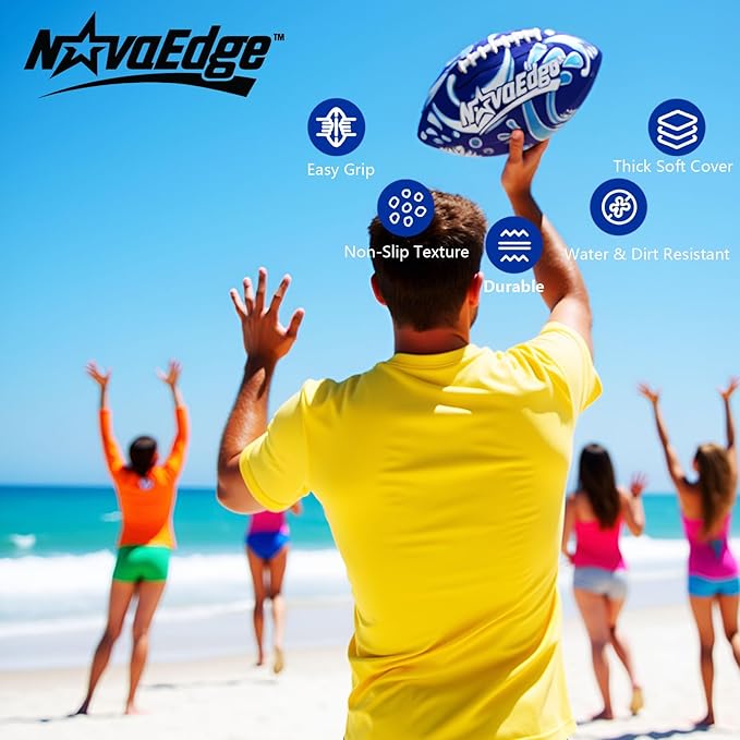 Hydro Water Football - 10.4-Inch Neoprene Pool Football for All Ages | for Water Play in Pool, Lake & Beach | Secure-Grip with Real Laces | Includes Pump | Choose 1 or 2 Ball Pack