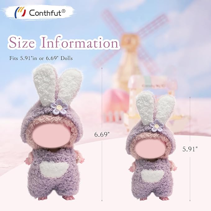 17cm Doll Clothes for Doll, Clothes for Dolls Outfit, Accessories for Dolls Clothes, Cute Clothes Set for Doll,No Doll Included(Purple)
