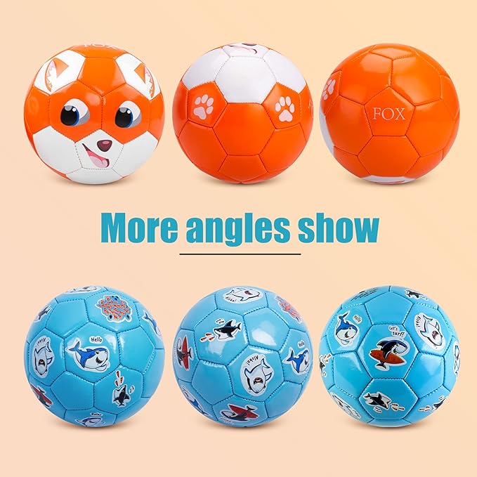 Toddler Soccer Ball Size 2 Size 3 - Small Soft Kids Ball 2 Pack for Ages 1-5 3-8 - Cartoon Sports Toy Boys Girls - Easter Basket Stuffers for Toddlers Kids - Soccer Gift for Indoor Outdoor Games