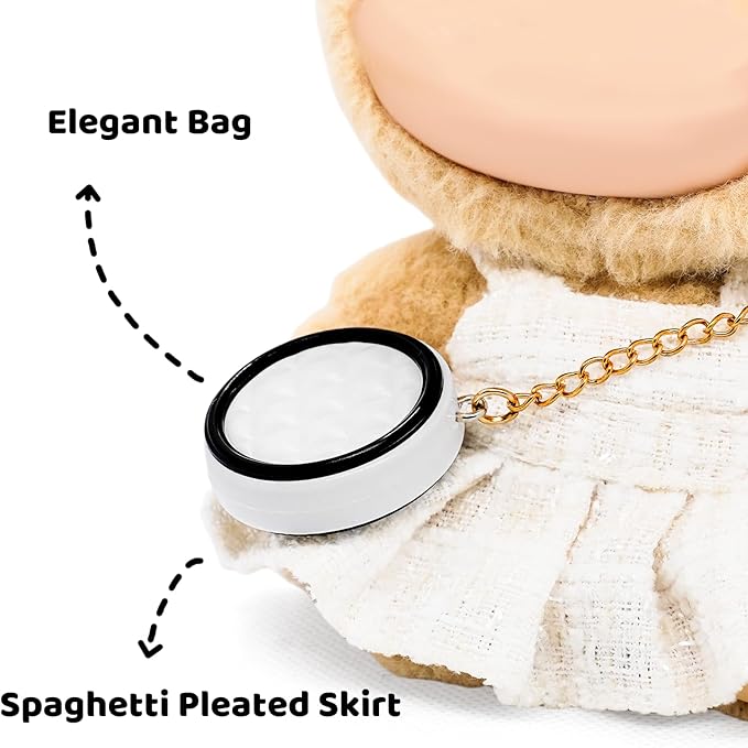 Clothes for 17cm Dolls, Luxury Chic Style Set High-End Fashion Outfit 3 Piece Set Including a Hat,Clothes and Bag with Premium Dolls Accessories for Play & Display (White) - No Logo