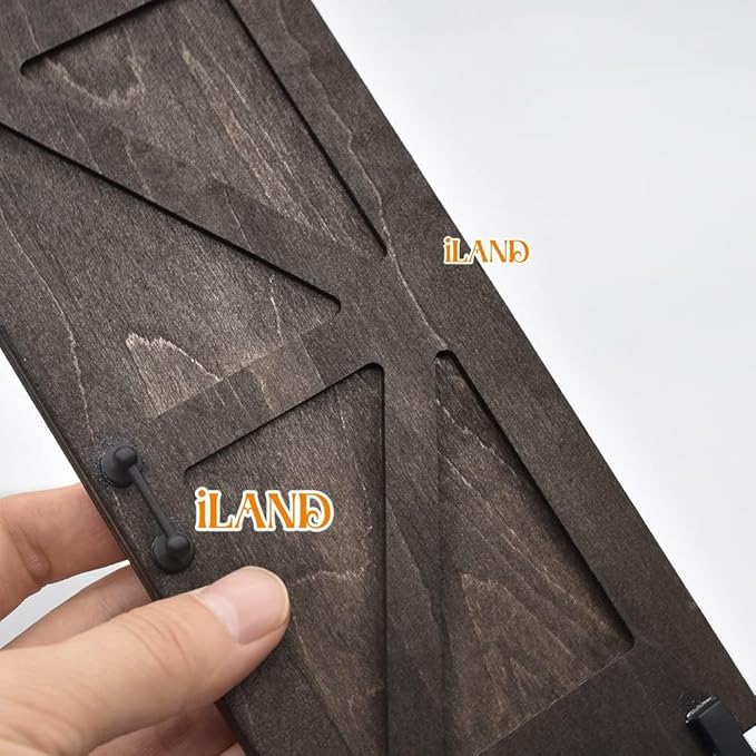 iLAND 1/12 Scale Accessories of Dollhouse Door Miniature Wooden Barn Doors w/Sliding Rods for Dollhouse Décor Doll House Accessories and Furniture Black
