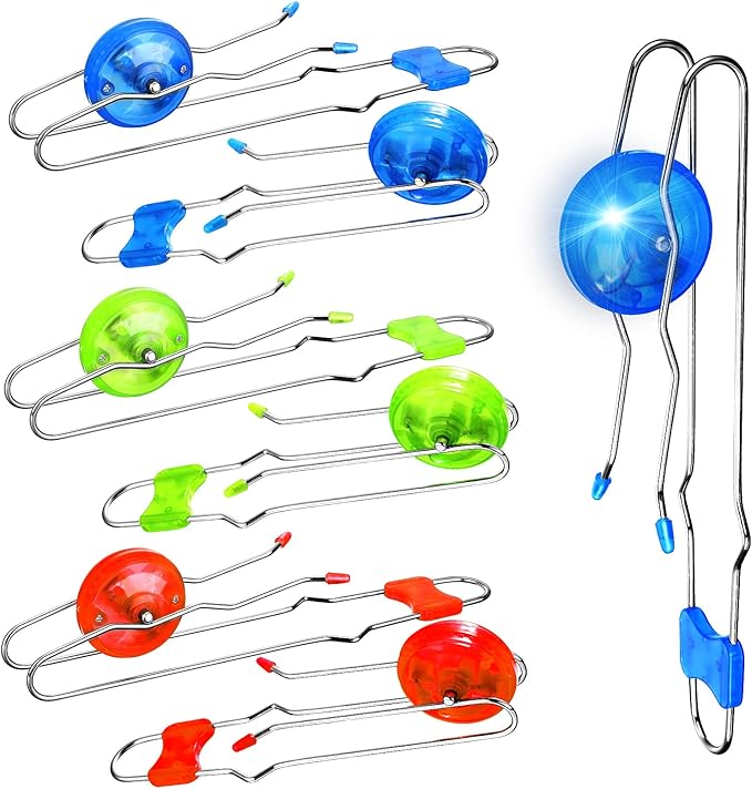 Sumind 6 Pcs Magnetic Gyro Wheels Toy Retro Light up Gyroscope Rails Twirler Easter Gyroscope Gift Kid Sensory Trick Yoyo Sensory Fidget Toys for Boy Girl(Straight Rail, Wave Rail,Red, Blue, Green)