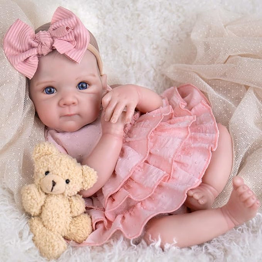 Aori Reborn Baby Dolls Girl 20'' Realistic Newborn Girl - Lifelike Poseable Vinyl Baby Doll with Feeding & Outfit Set - Weighted Body for Cuddling, Gift for Collectors & Kids 3+