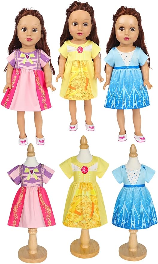 Benylion 18 inch Doll Clothes Accessories Princess Costume Dress for 18 Inch Doll Include 3Pcs Different Princess Dress Fits All 18 inch Girl Dolls