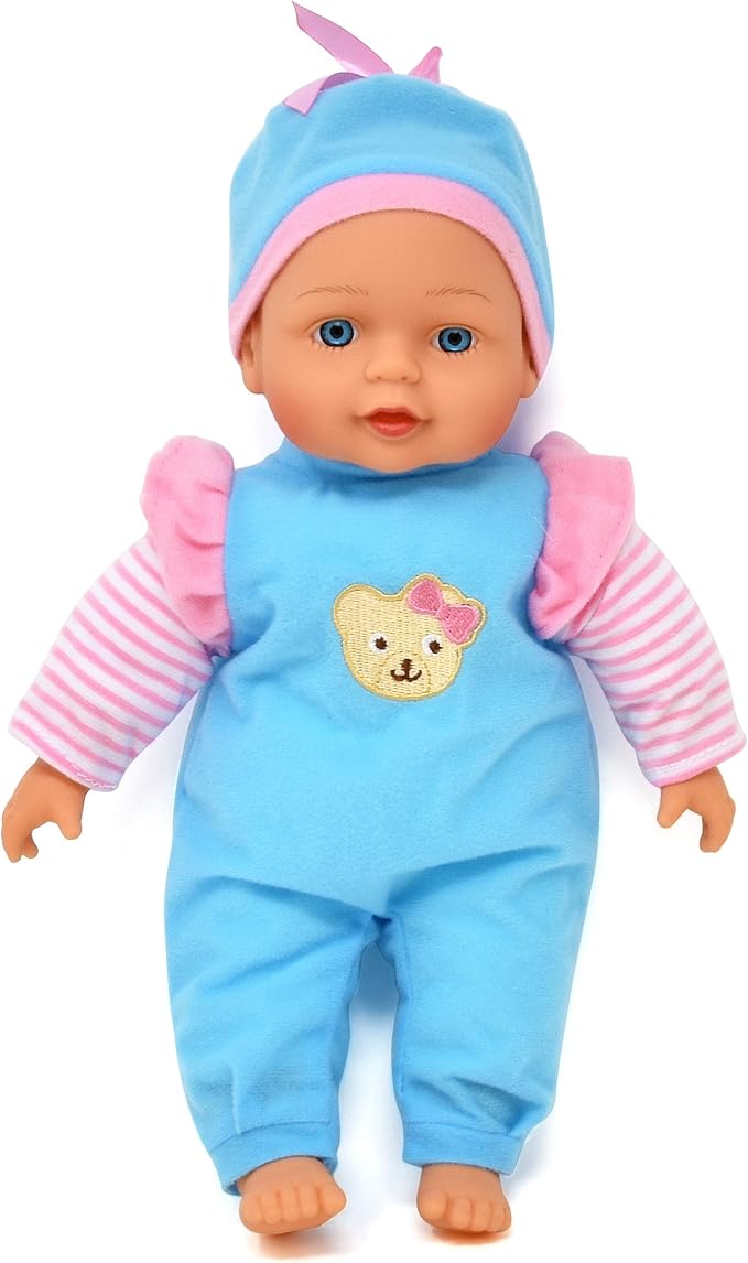 13in Soft Baby Doll with Take Along Pink Backpack Carrier, Briefcase Pocket Fits Accessories and Clothing