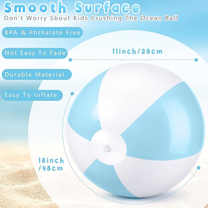4 Pcs 16 Inch Inflatable Beach Balls Bulk Large Pastel Inflatable Decorated Ball Party Ornaments for Summer Swimming Pool Party Birthday Favors