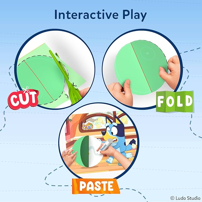 Skillmatics Scissor Skills Activity Book - Snip Snip Bluey, Preschool Cutting & Creative Activities, Felt Craft Kit, Fine Motor Skills Toys, Gifts for Boys & Girls Ages 3, 4, 5, 6, 7