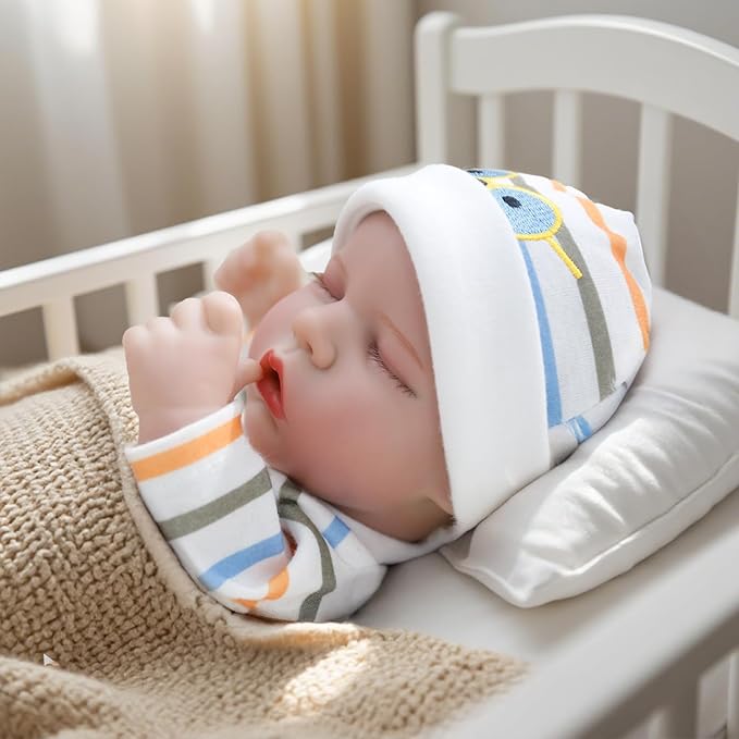 CARANOVO Lifelike Reborn Baby Dolls - 12 Inch Full Body Vinyl Realistic Baby Doll Sleeping Newborn Real Life Small Baby Doll for 3 + Year Old Kids
