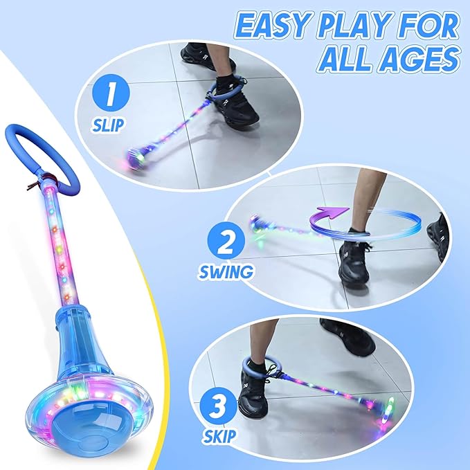 Dolanus Skip Toys for 5-12 Year Old Kids, Girls Birthday Gifts for Age 5 6 7 8 9 10 11 12, Outdoor Outside Sports Games, Girls Toys Age 6-8 8-13, Portable Colorful Flash Wheel Swing Ball (Blue)