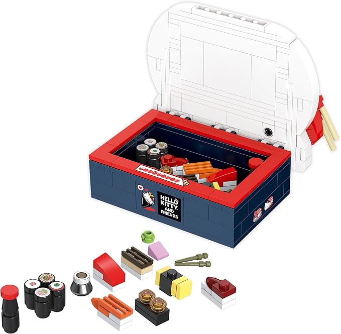Brickcraft Officially Licensed Sanrio Hello Kitty Bento Box Building Set, 191-Piece Multicolored Brick Kit with Detailed Character Face and Mini Sushi Builds, Adorable for Fans Seasonal