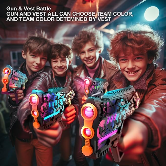 Laser Tag Set of 4, Lazer Tag Game for Kids Indoor & Outdoor Play, Gift Ideas for Kids Teens and Adults, Cool Toys for Teenage Ages 8 9 10 11 12+Year Old Boy & Girls