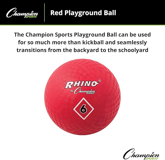 Champion Sports Playground Ball – Durable High-Bounce Ball, Sizes 5", 6", 7", 10", 13" & 16" for Gym, Recess & Play