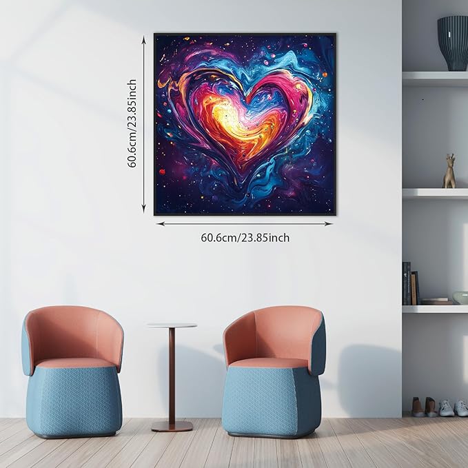 Fluid Art Heart Jigsaw Puzzle 1024 Pieces for Adults - Stress Relief Couple Activity Puzzles with HD Poster, Valentines Puzzles with Letter Markings, Valentine's Day Gift（23.86 x 23.86 in）