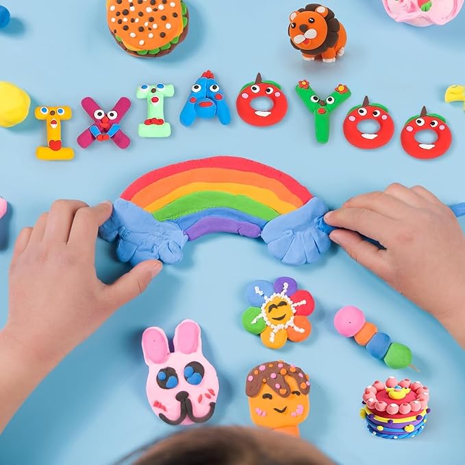 Air Dry Clay, 50 Colors Modeling Magic Clay for Kids, Soft & Non-Sticky, Creative DIY School Arts & Crafts Kit, Home Party Favors, Toys Gifts for Age 3 4 5 6 7 8+ Years Old Boys Girls Kids