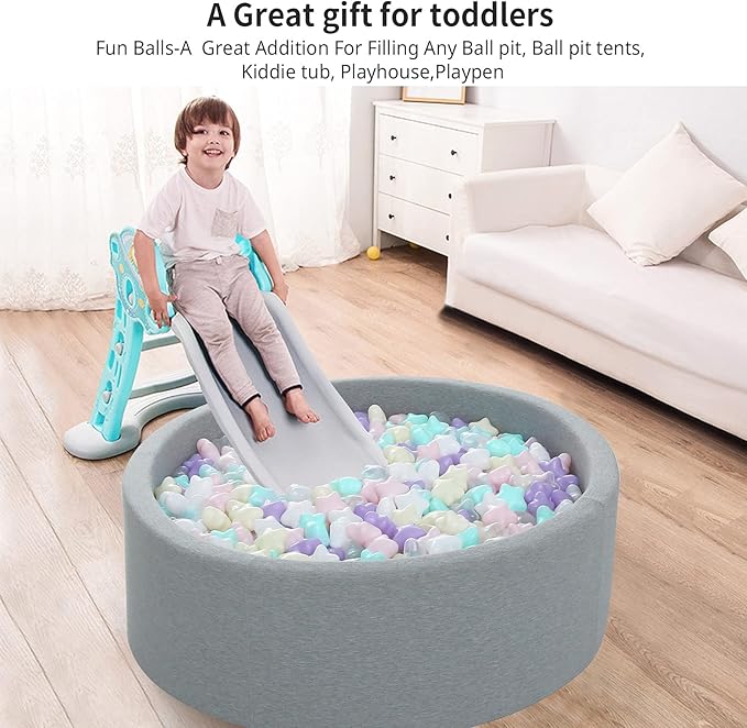 STARBOLO Ball Pit Balls for Toddlers Pack of 100 200 500 - BPA&Phthalate Free Non-Toxic Crush Proof Soft Plastic Balls for 1-5Years Old Toddlers Girl Kids Birthday Pool Playpen Tent Party