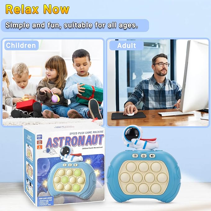 Fast Push Bubble Game for Kids & Adults, Version 2, Pop Light Up Quick Push Fidget Toy Handheld Game. Great for 8-12 Year Old Boys & Girls, Travel Toys for Children